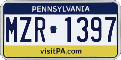 PA license plate MZR1397