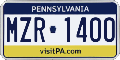 PA license plate MZR1400