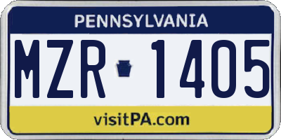 PA license plate MZR1405