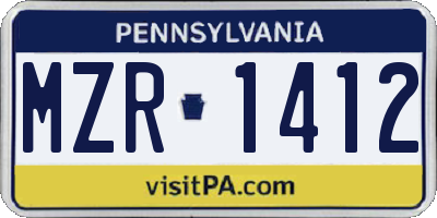 PA license plate MZR1412