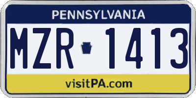 PA license plate MZR1413