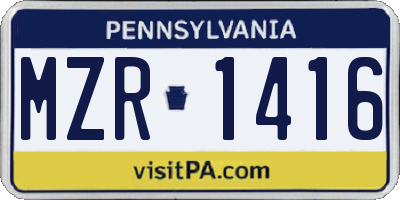 PA license plate MZR1416