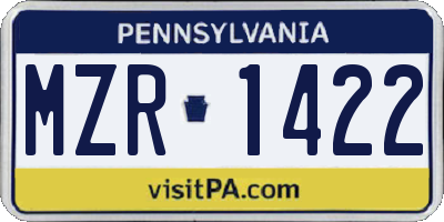 PA license plate MZR1422