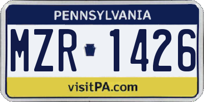 PA license plate MZR1426
