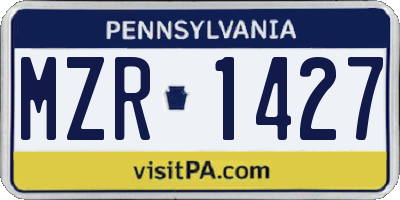 PA license plate MZR1427