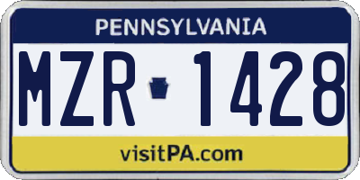 PA license plate MZR1428