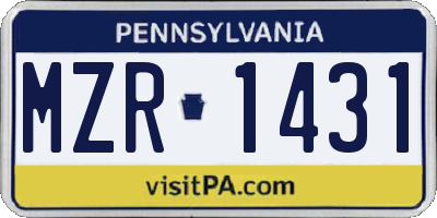 PA license plate MZR1431