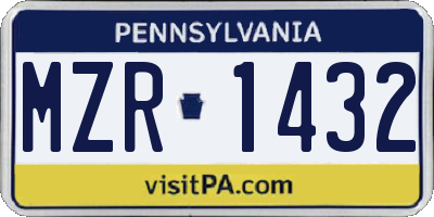 PA license plate MZR1432