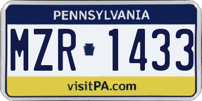 PA license plate MZR1433