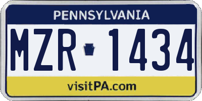 PA license plate MZR1434