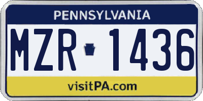 PA license plate MZR1436