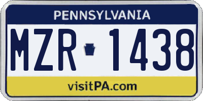 PA license plate MZR1438
