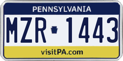 PA license plate MZR1443