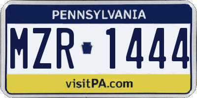 PA license plate MZR1444