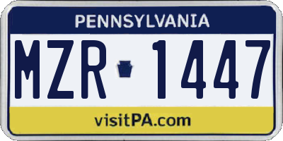 PA license plate MZR1447