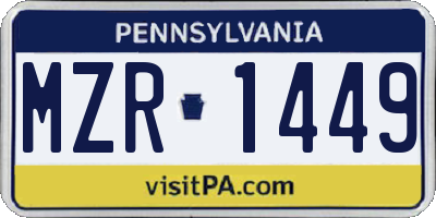 PA license plate MZR1449