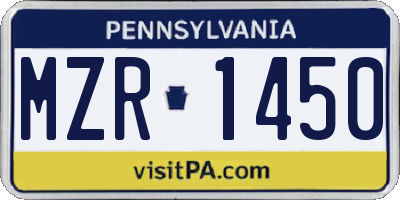 PA license plate MZR1450