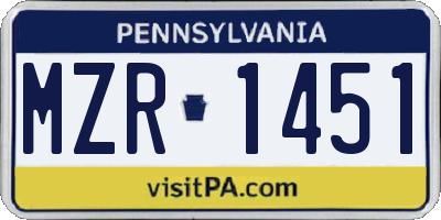 PA license plate MZR1451