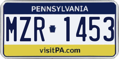 PA license plate MZR1453