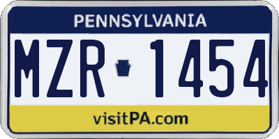 PA license plate MZR1454