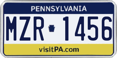 PA license plate MZR1456