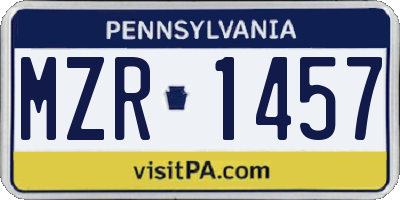 PA license plate MZR1457