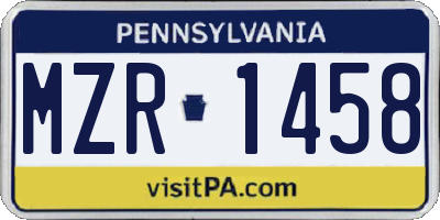 PA license plate MZR1458