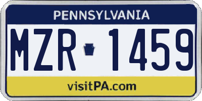 PA license plate MZR1459