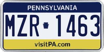 PA license plate MZR1463