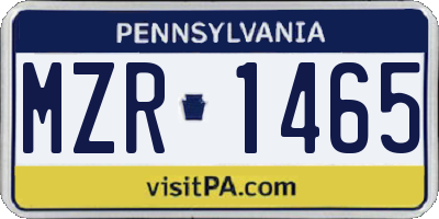 PA license plate MZR1465