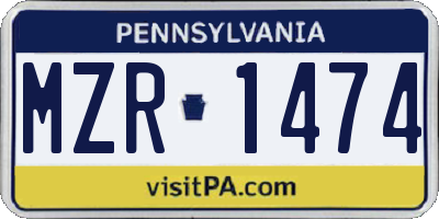PA license plate MZR1474