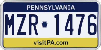 PA license plate MZR1476