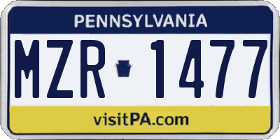 PA license plate MZR1477