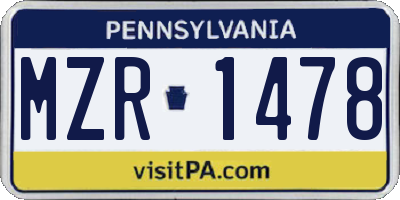 PA license plate MZR1478