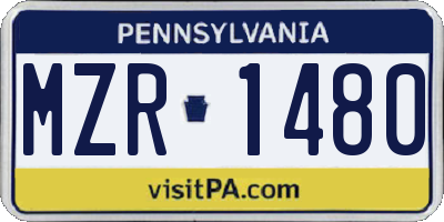 PA license plate MZR1480