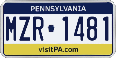 PA license plate MZR1481