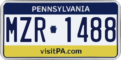 PA license plate MZR1488