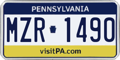 PA license plate MZR1490