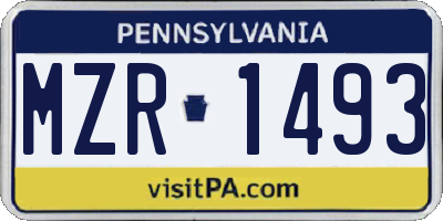 PA license plate MZR1493