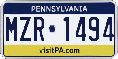 PA license plate MZR1494
