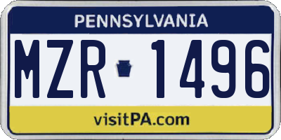 PA license plate MZR1496