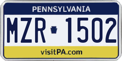 PA license plate MZR1502