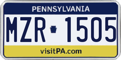PA license plate MZR1505