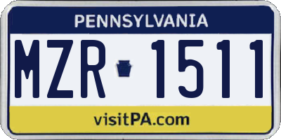 PA license plate MZR1511