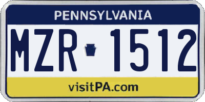 PA license plate MZR1512
