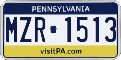 PA license plate MZR1513