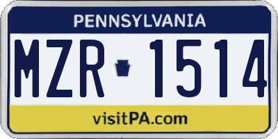 PA license plate MZR1514