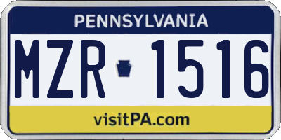 PA license plate MZR1516