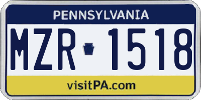 PA license plate MZR1518
