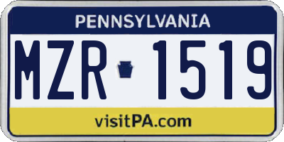 PA license plate MZR1519